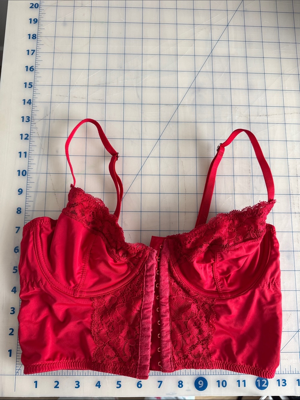 Country Girl Red Lace Longline Bra with Hook-and-Eye Front